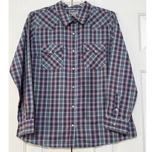 Wrangler Wrancher Plaid Long Sleeve Shirt, Women's Size XL